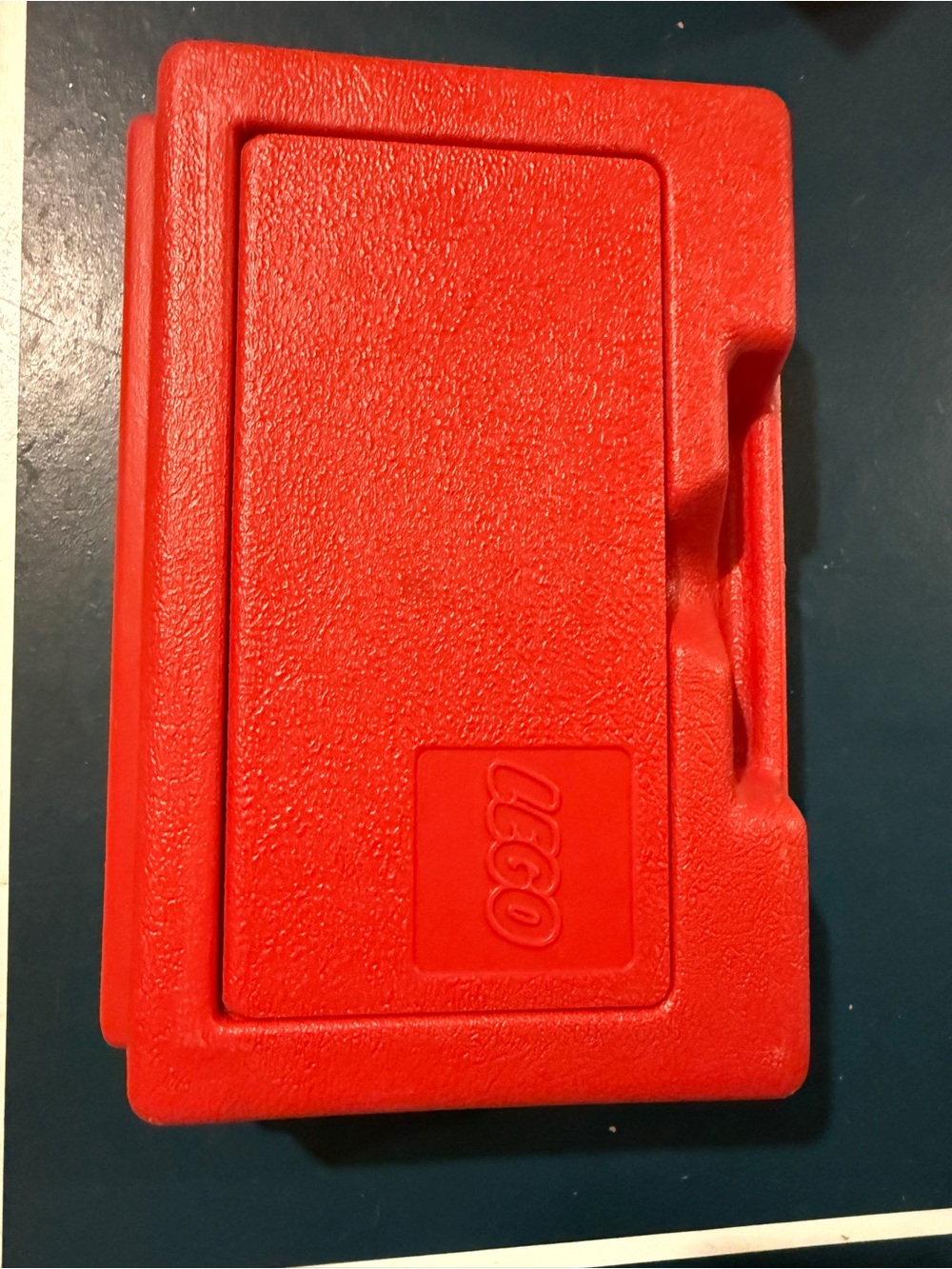LEGO Red Textured Carrying Case with Molded Logo - vintage 1980s